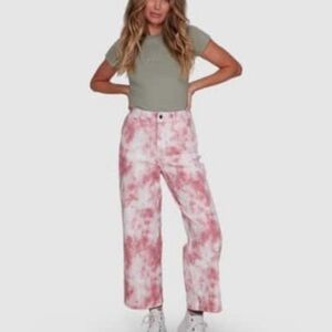 RVCA Pink Wide Leg Pink Tie Dye Jeans 24